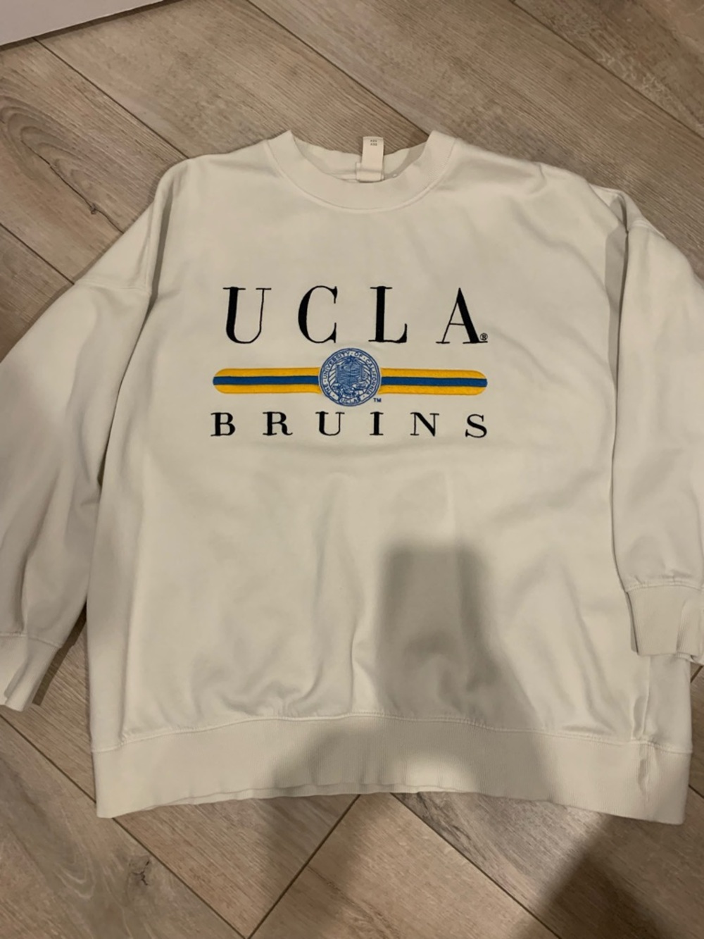 H&M White UCLA Bruins Crewneck with Blue and Gold Stripe